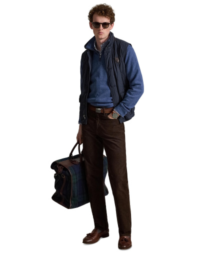 Polo Ralph Lauren Men's Estate-Rib Cotton Quarter-Zip Sweater - Derby Blue Heather