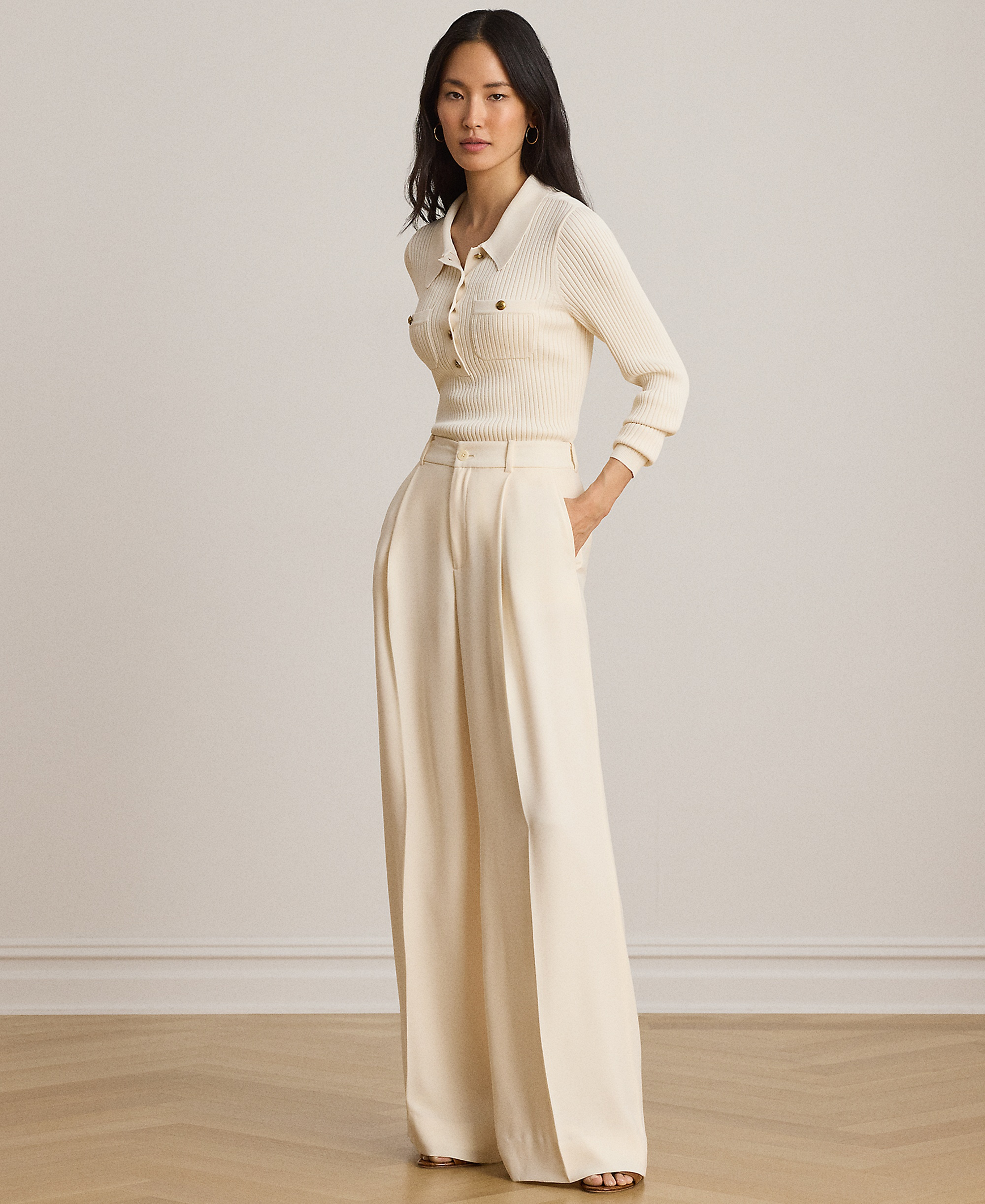 Lauren Ralph Lauren Women's High-Rise Wide-Leg Pants - Mascarpone Cream