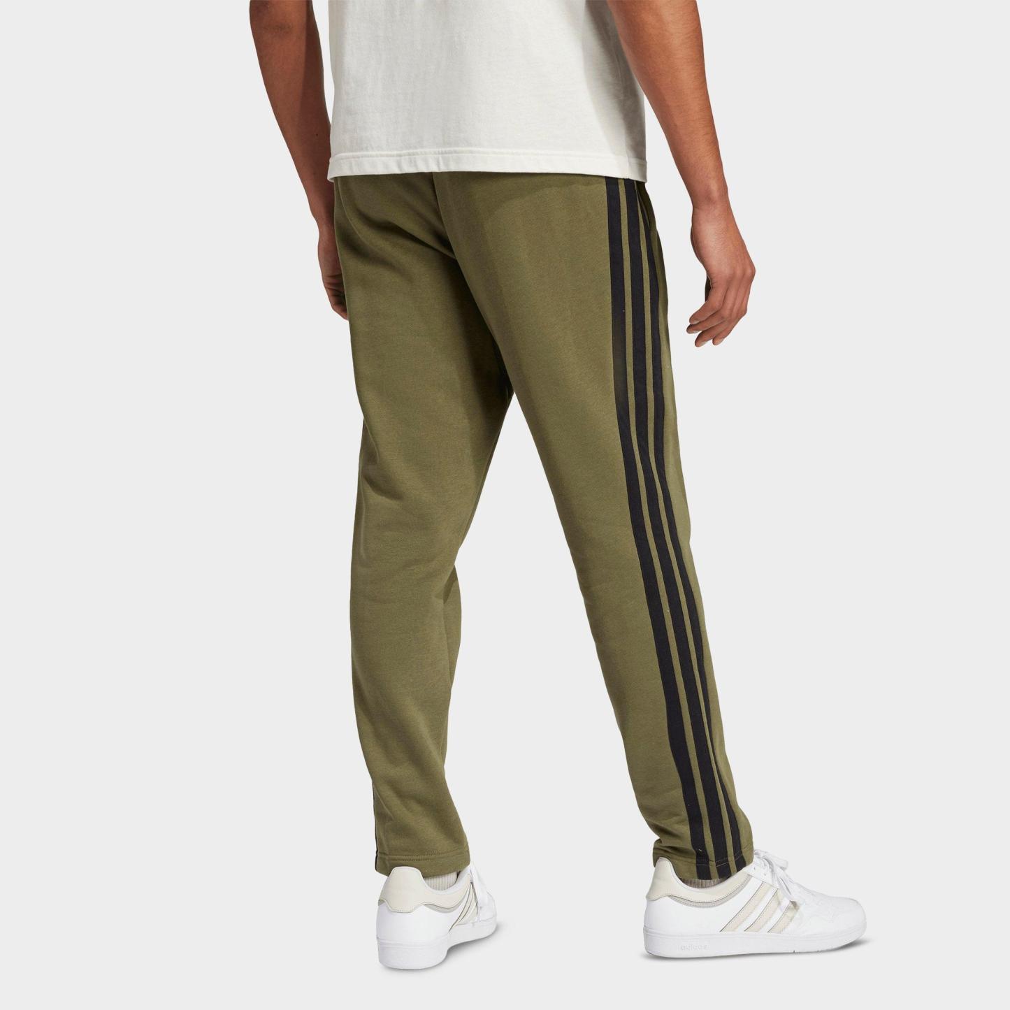 Men's adidas Essentials 3-Stripes Open Hem Fleece Pants - Olive Strata/Black
