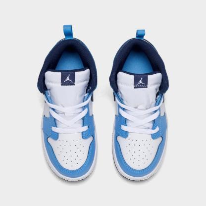 Kids' Toddler Air Jordan Retro 1 Mid Casual Shoes - University Blue/White/Sail/Midnight Navy - view 5