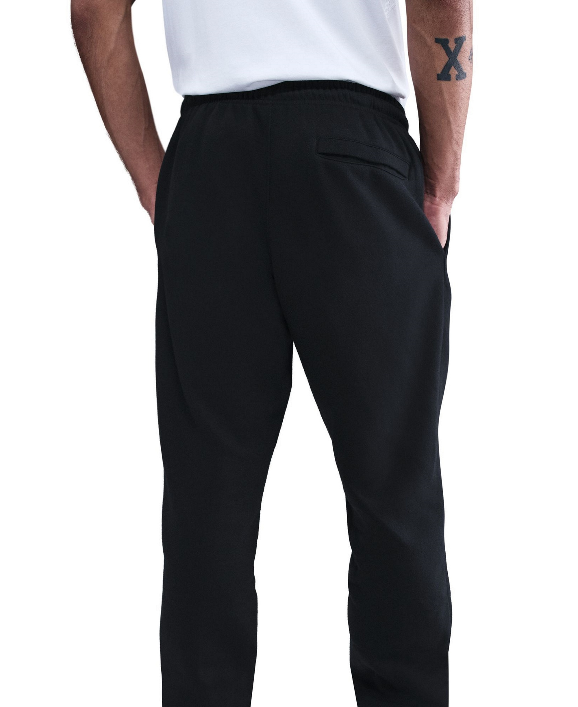 Nike Men's Cuffed Brushed Fleece Logo Sweatpants - Black/Black/White