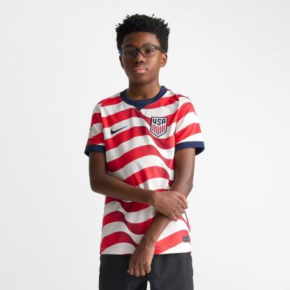 Big Kids' Nike USA 26 Stadium Home Dri-FIT Replica Soccer Jersey - Sail/Midnight Navy