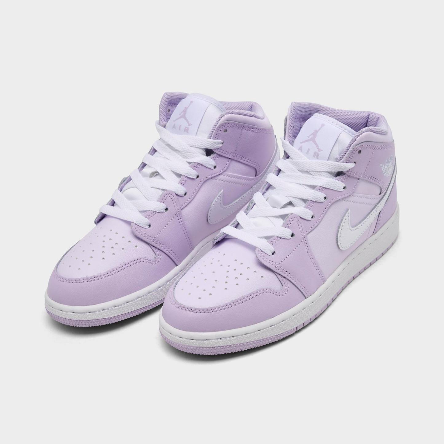 Big Kids' Air Jordan Retro 1 Mid Casual Shoes - Pink Foam/China Rose/White/Pink Foam - view 2