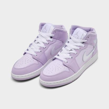Big Kids' Air Jordan Retro 1 Mid Casual Shoes - Pink Foam/China Rose/White/Pink Foam - view 2