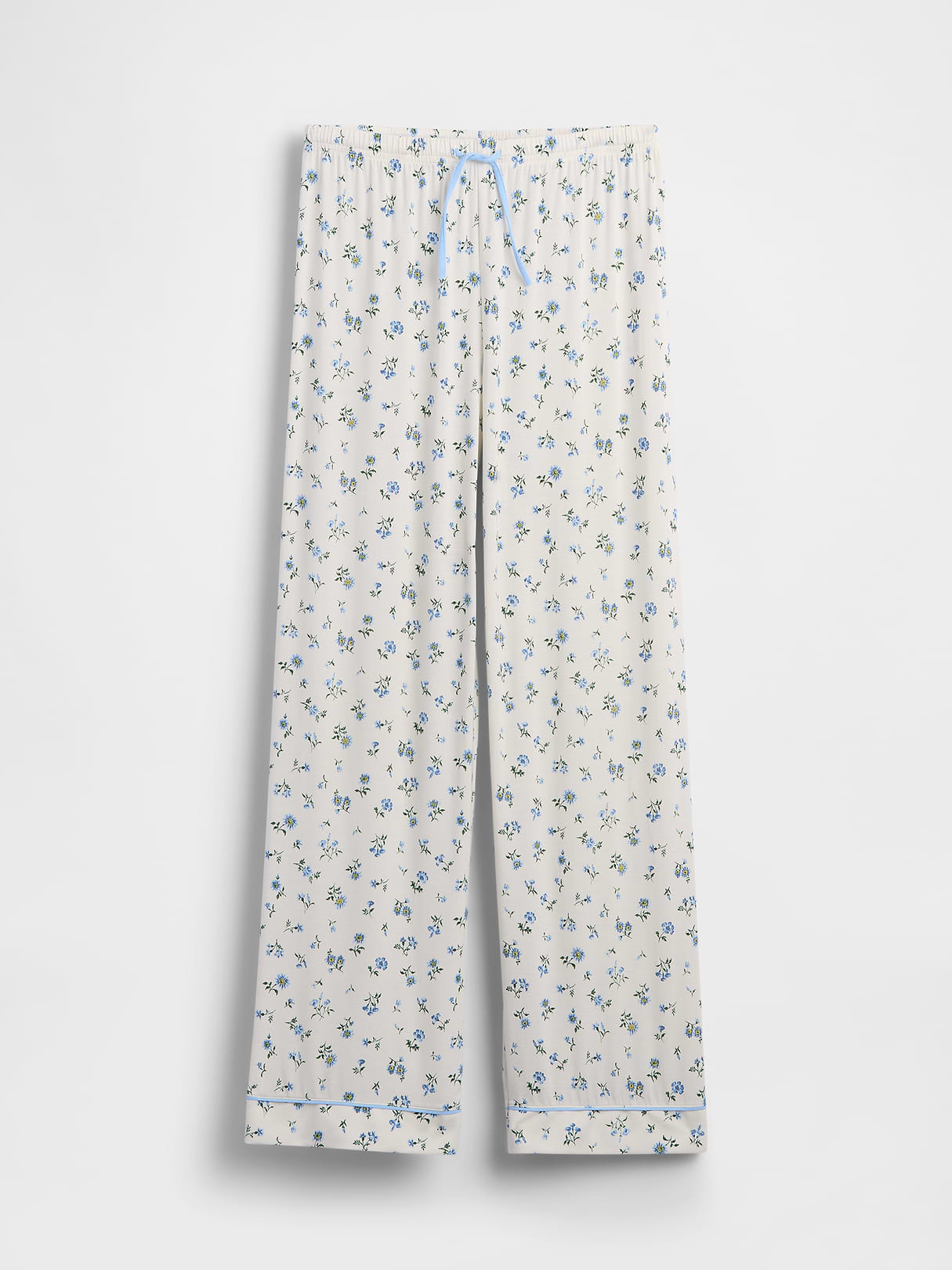 SoftMade Modal PJ Pants - White & blue floral print