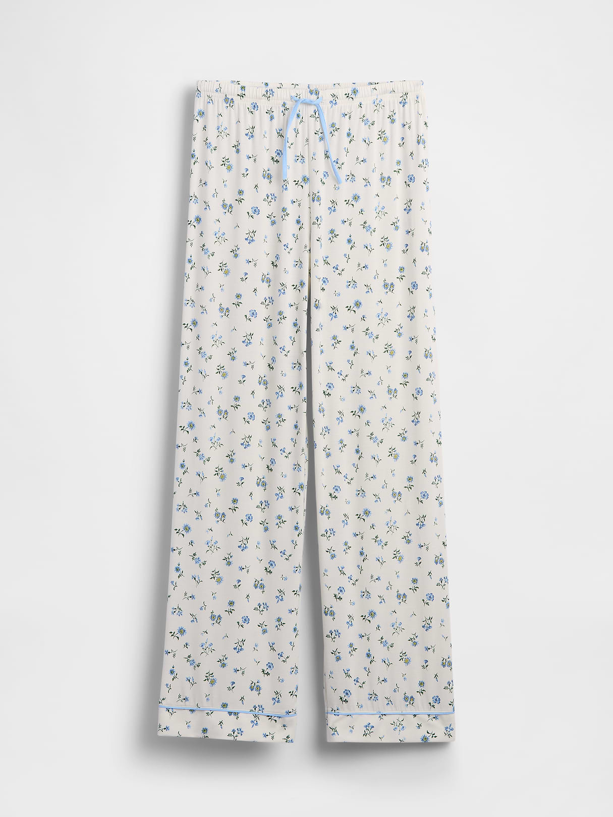 SoftMade Modal PJ Pants - White & blue floral print