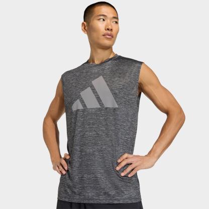 Men's adidas Workout Essentials Brandlove Sleeveless T-Shirt - Grey Melange/Grey
