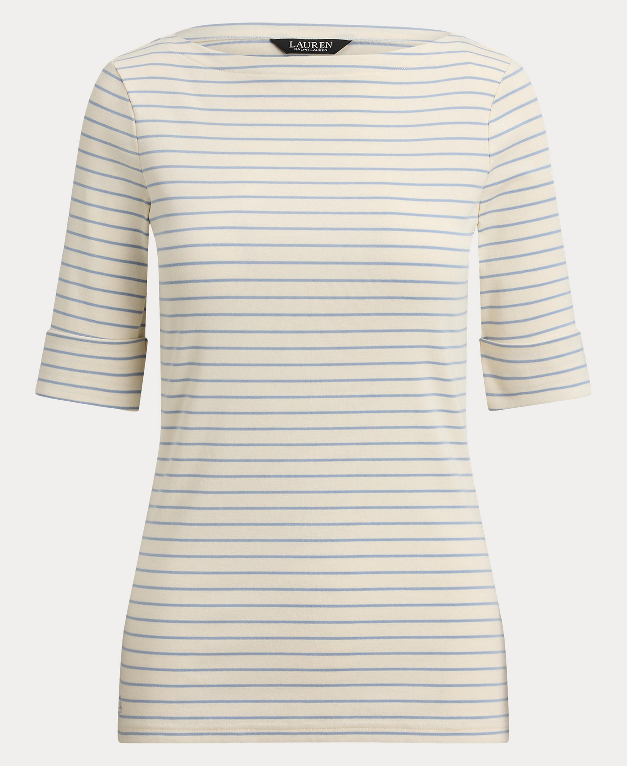 Lauren Ralph Lauren Women's Striped Boat Neck Top - Mas Cream/dusty Sky