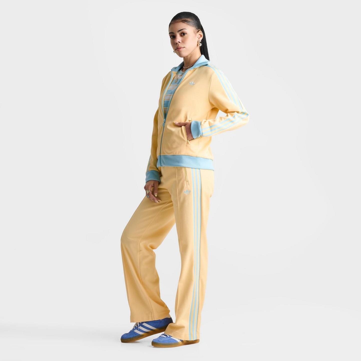 Women's adidas Originals Beckenbauer Classic Track Pants - Orange Tint/Icy Blue - view 2