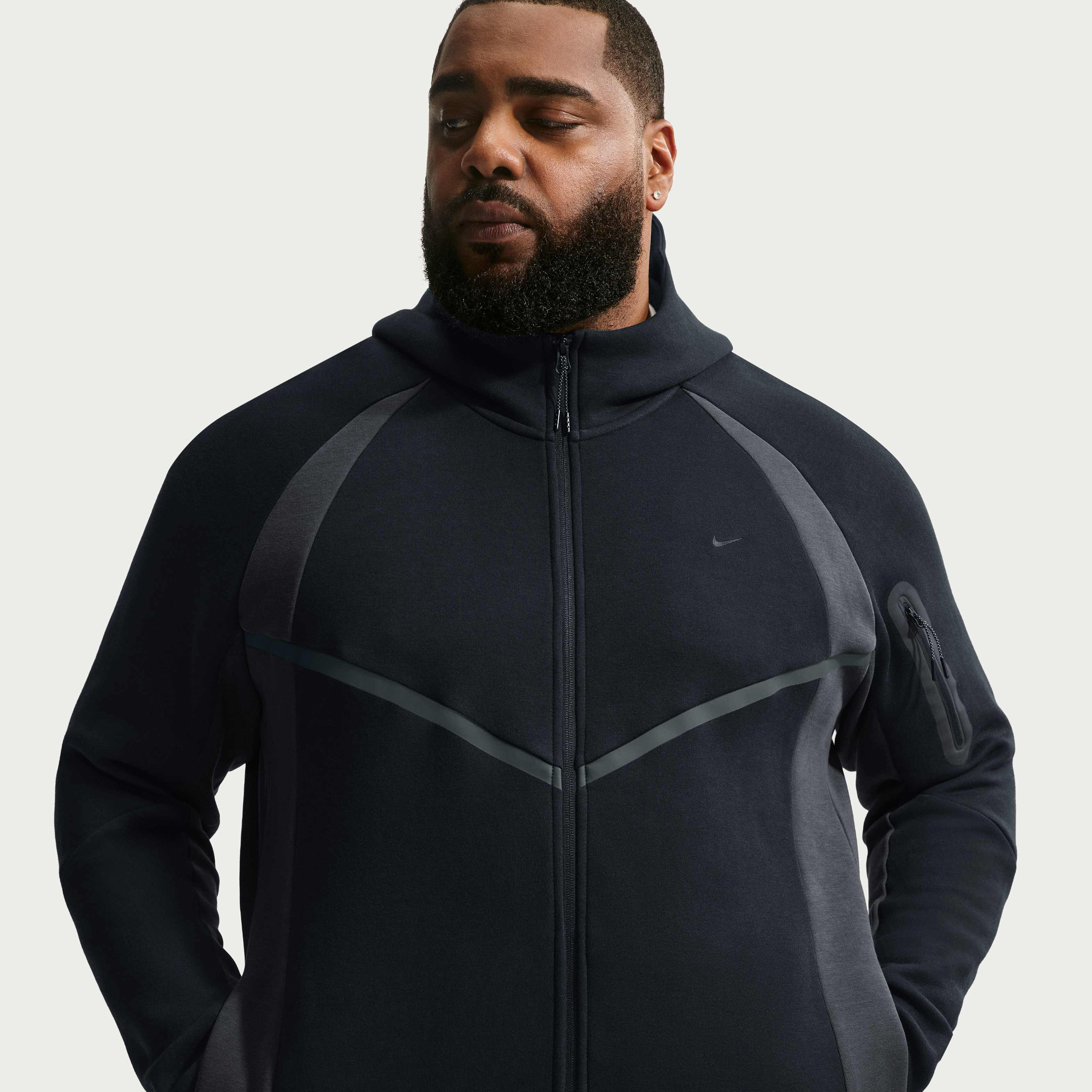 Nike Tech Men's Colour-Block Full-Zip Fleece Windrunner Jacket - Black/Anthracite/Black