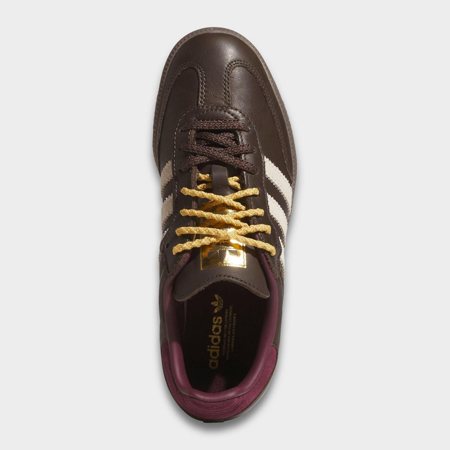 Women's adidas Originals Samba OG Casual Shoes - Part 2 - Brown/Warm Vanilla/Maroon - Top view