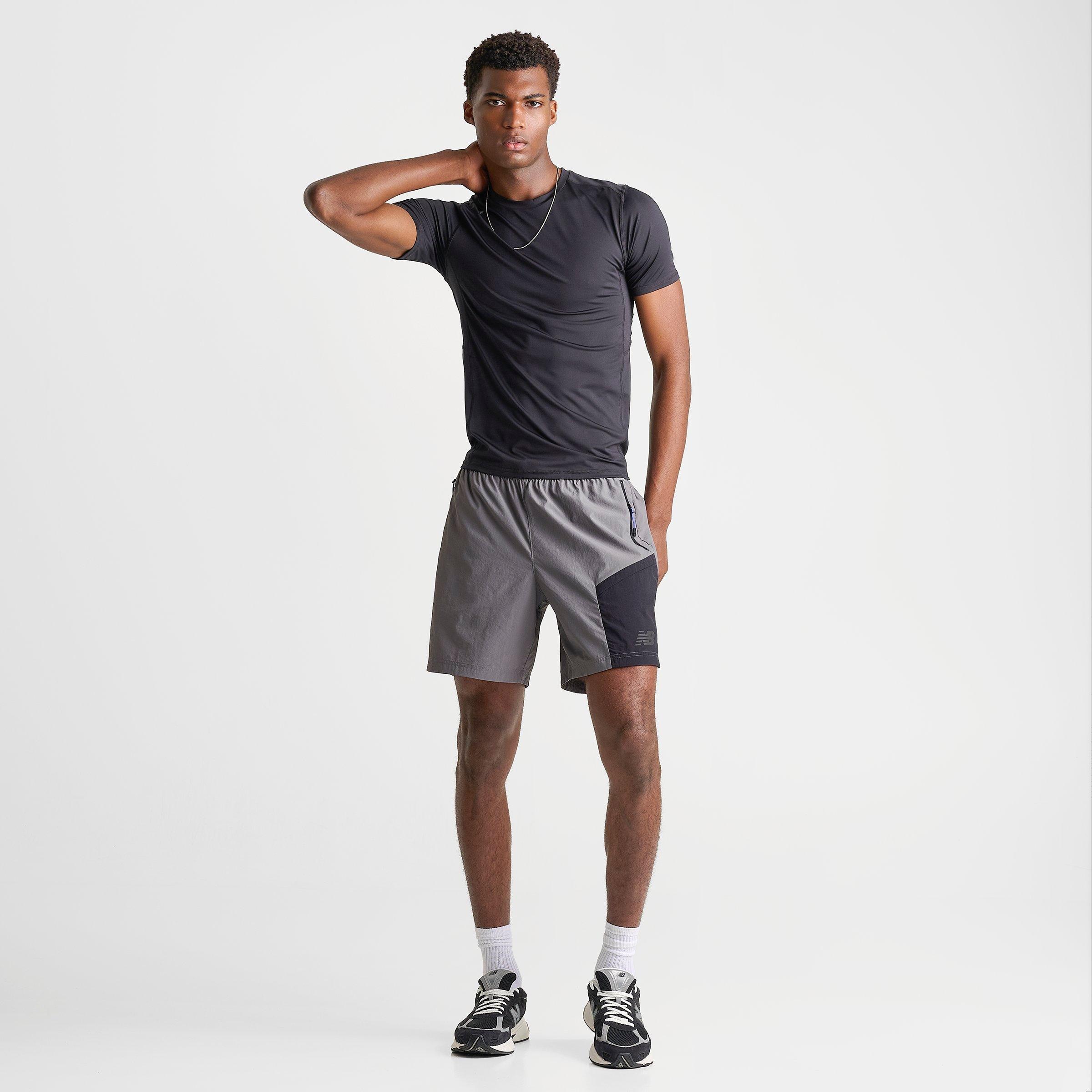 Men's New Balance Vision Woven Shorts - Grey/Black/Blue - view 2