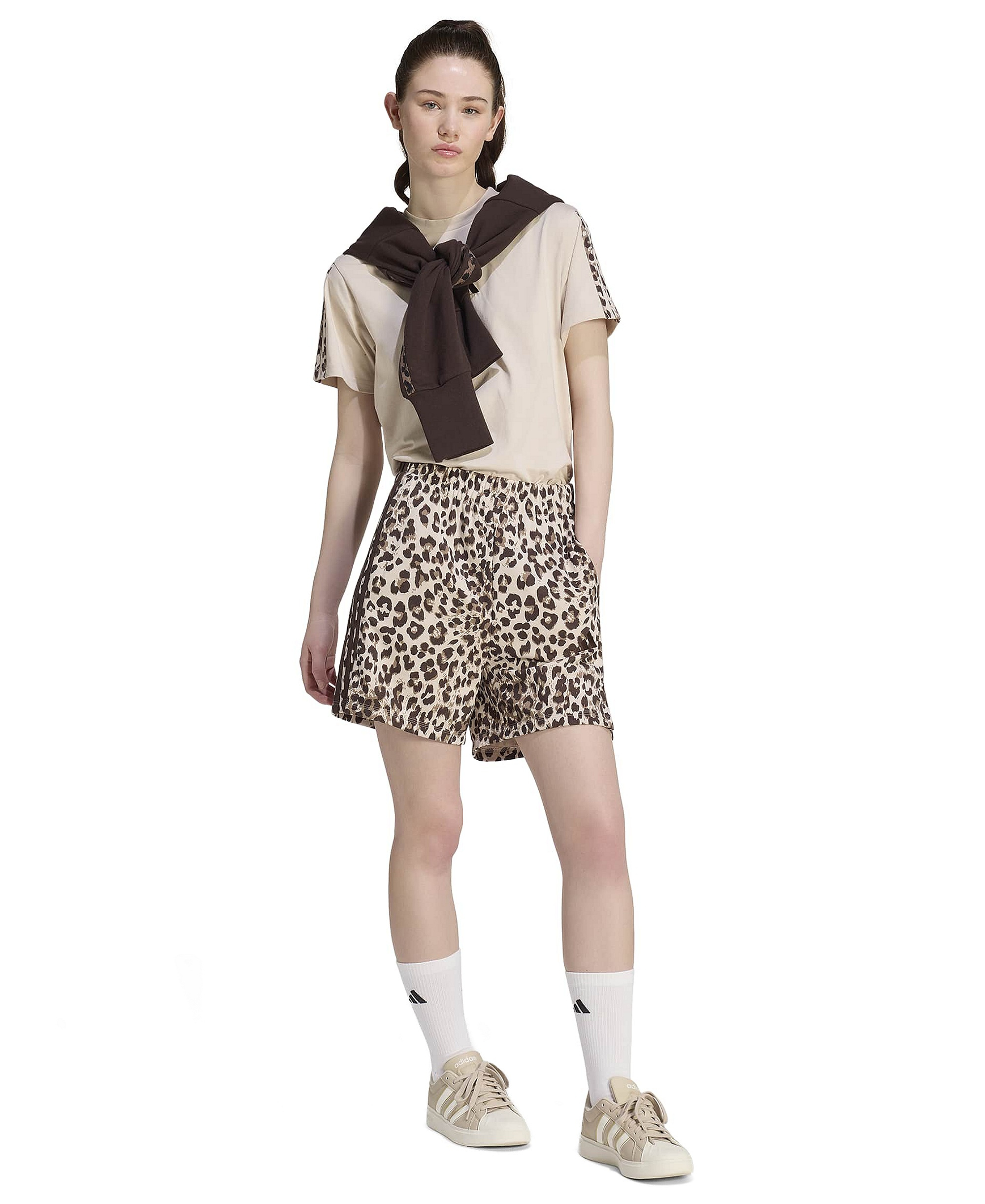 adidas Women's Seasonal Essentials Animal Print Shorts - Multicolor/Crystal Linen