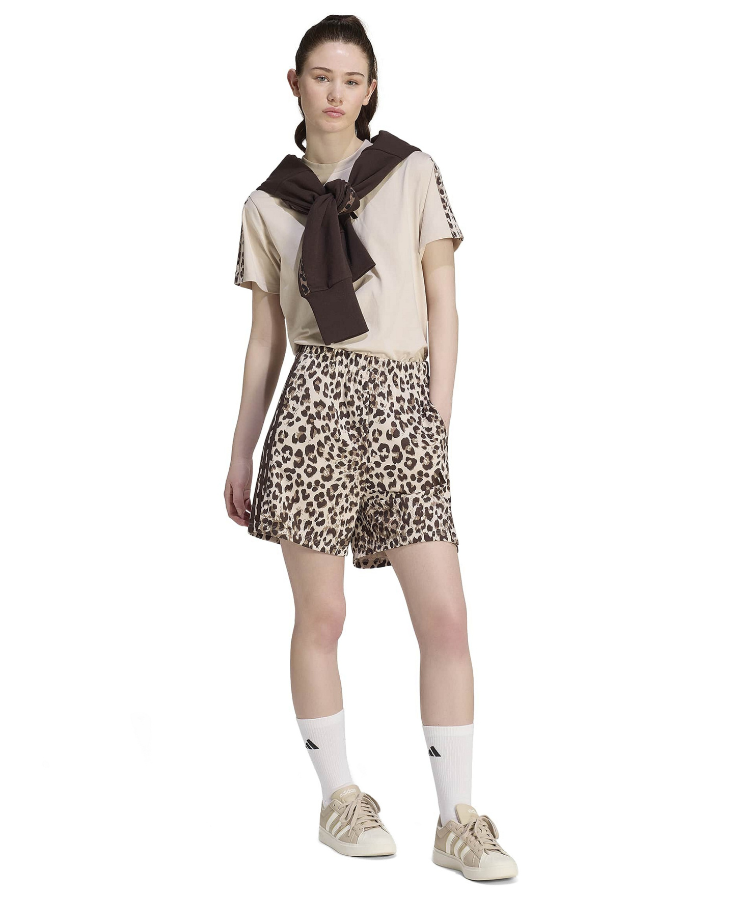adidas Women's Seasonal Essentials Animal Print Shorts - Multicolor/Crystal Linen