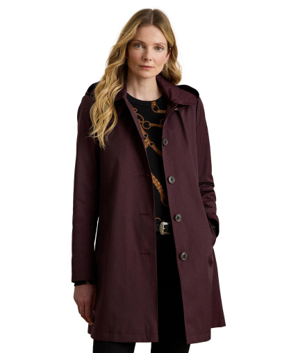 Lauren Ralph Lauren Women's Hooded Water-Resistant A-Line Raincoat, Created for Macy's - Pinot Nior