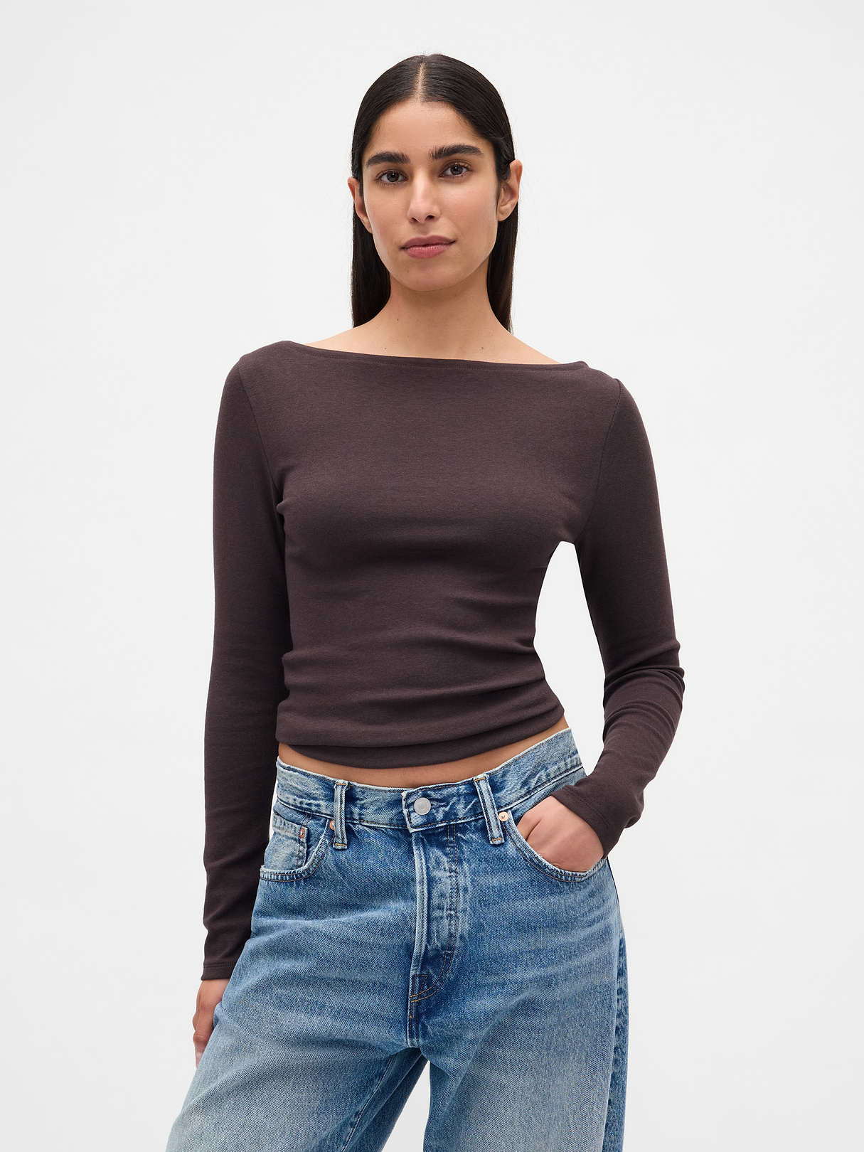 Modern Boatneck T-Shirt - Terra brown