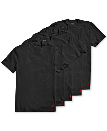 Polo Ralph Lauren Men's 5-Pack Classic-Fit V-Neck Undershirts - Polo Black