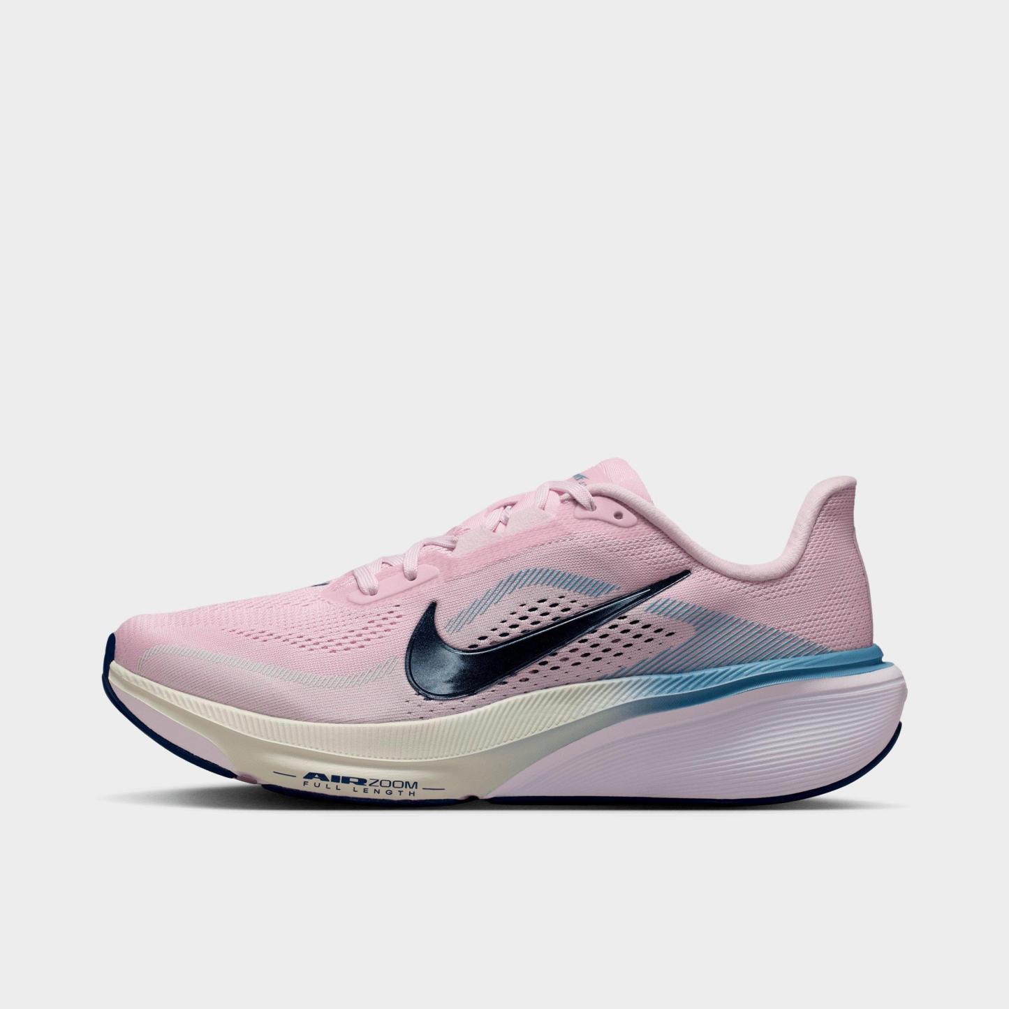 Women's Nithtke Pegasus 42 Running Shoes - Part 1 - Bleached Lilac/Work Blue/Barely Green/Blue Void - Left shoe facing left. Outside of the shoe.