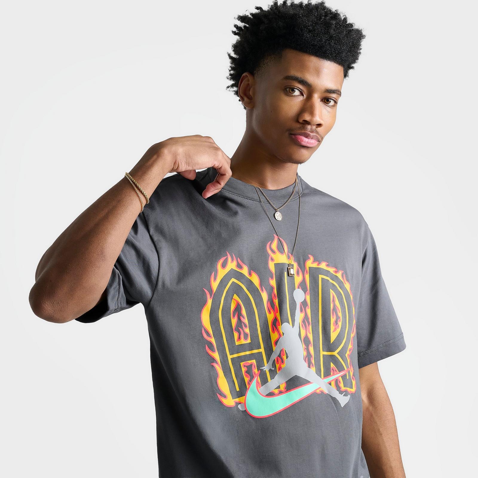 Men's Jordan Air Flame Graphic T-Shirt - Iron Grey - view 5