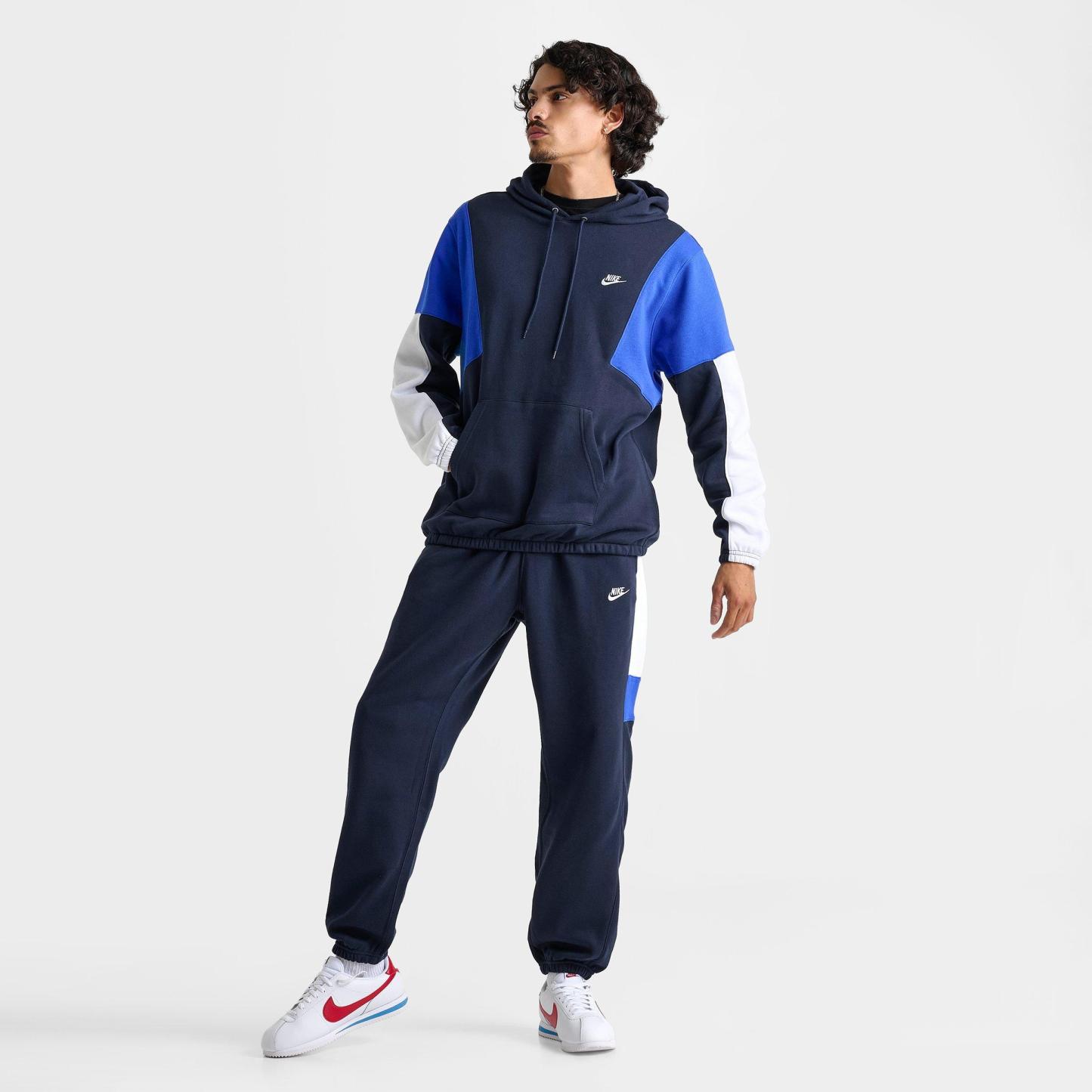Men's Nithtke Club Fleece Tracksuit Pullover Hoodie - Obsidian/White/Game Royal/White