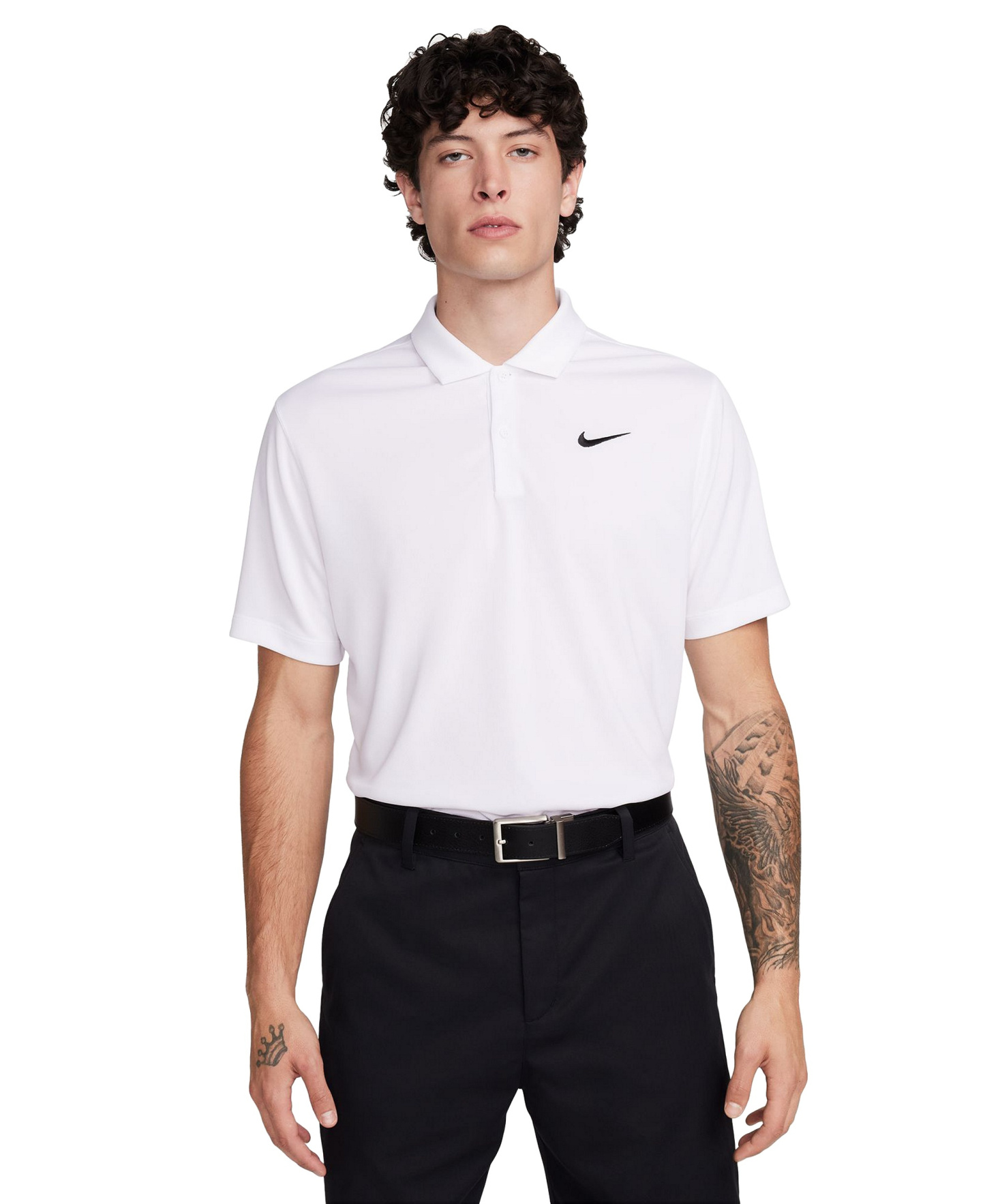Nike Men's Relaxed-Fit Core Dri-FIT Short-Sleeve Golf Polo Shirt - White/Black