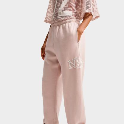 Women's Nithtke Studio Fleece Medium-Weight "Graphic Pack" Oversized Cuffed Logo Pants - Cream II/Sail