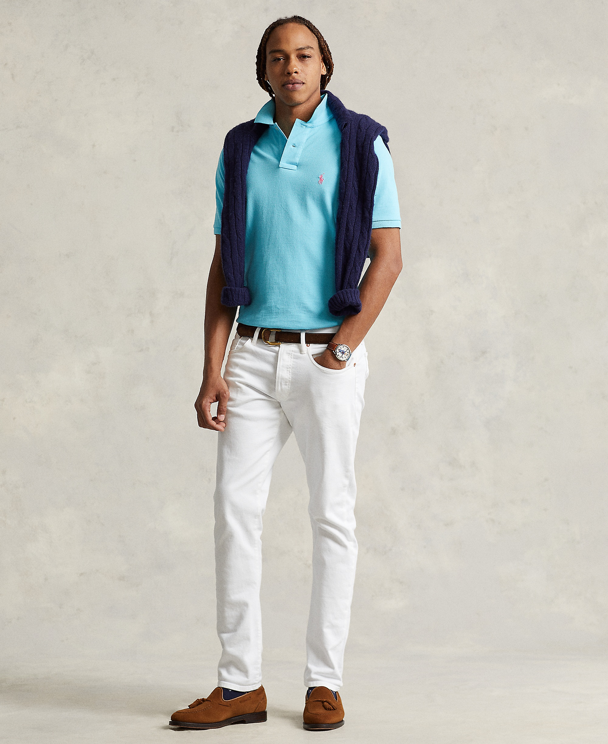 Polo Ralph Lauren Men's Custom Slim-Fit Mesh Polo Shirt - Cabana Blue