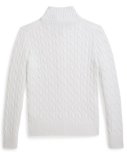 Polo Ralph Lauren Boys' 8-20 Cable-Knit Cotton Full-Zip Sweater - White