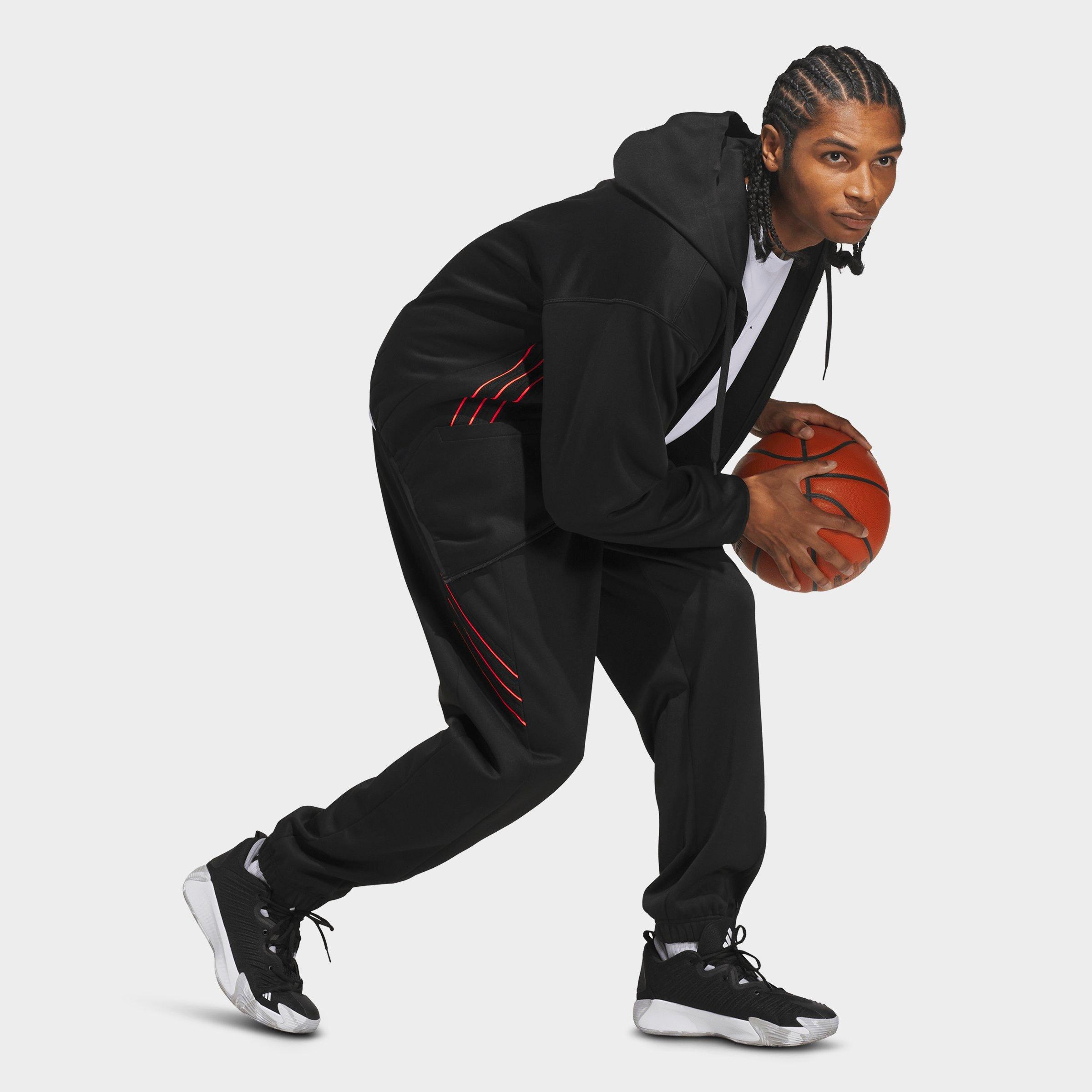 Men's adidas Basketball Crazy Warm Full-Zip Hoodie - Black/Solar Turbo