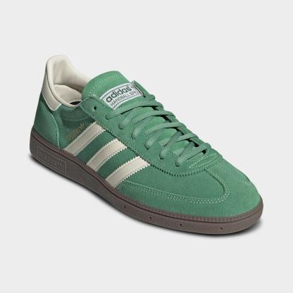 Men's adidas Originals Handball Spezial Casual Shoes - Part 3 - Preloved Green/Cream White/Crystal White - Both shoes facing left
