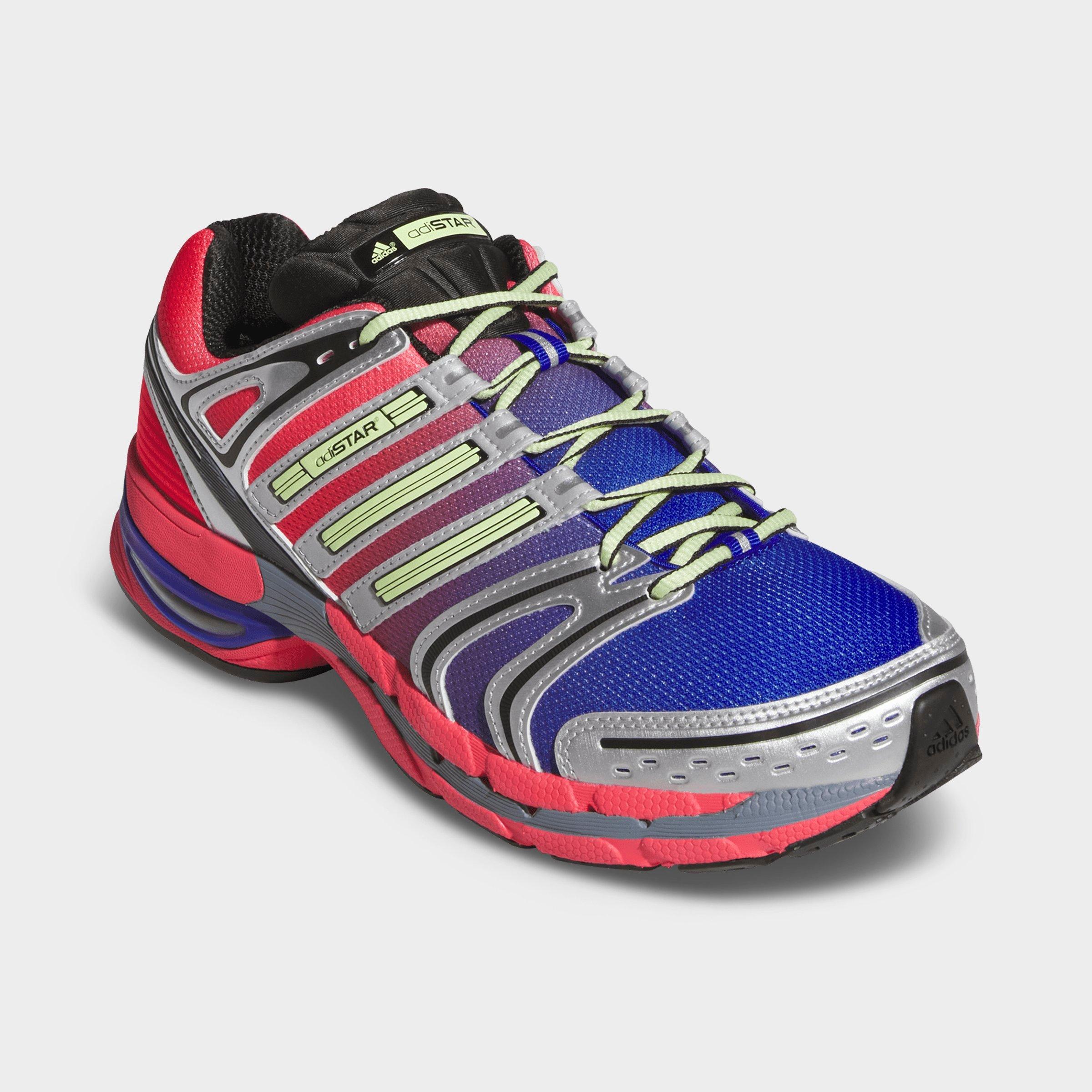 Men's adidas Adistar Control 5 Casual Shoes - Part 1 - Silver Metallic/Frozen Lemon/Lucid Blue - Both shoes facing left