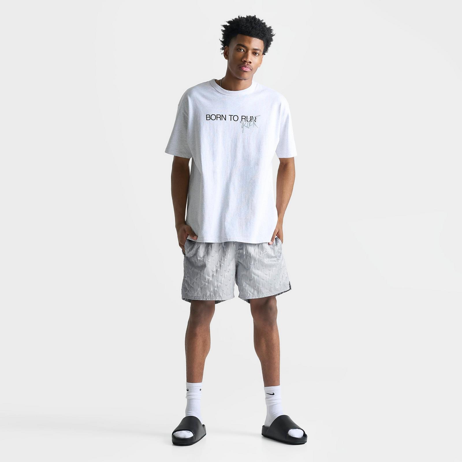 Men's Nike Swim Breaker Swoosh Link Lined Volley Swim Shorts - Grey