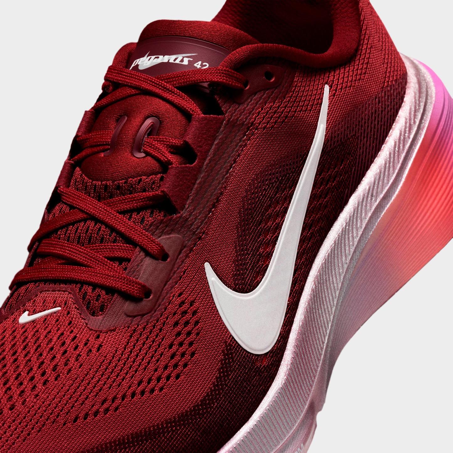Women's Nithtke Pegasus 42 Running Shoes - Part 1 - Team Red/Atomic Pink/Bordeaux/Barely Green - Detail shot