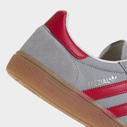 Men's adidas Originals Handball Spezial Casual Shoes - Part 3 - Halo Silver/Team Victory Red/Gum - Detail shot