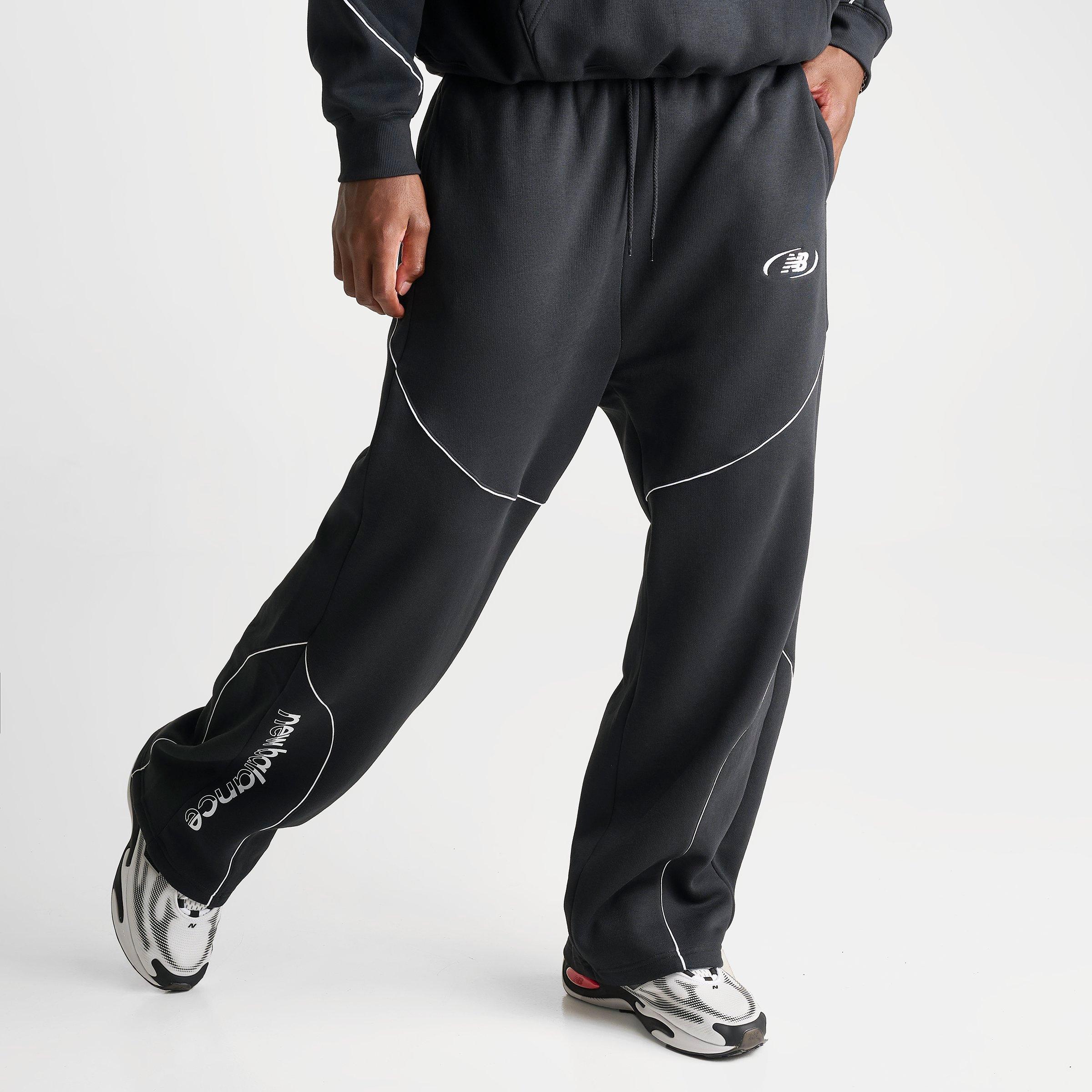 Men's New Balance Trackside Fleece Sweatpants - Black/White - view 3