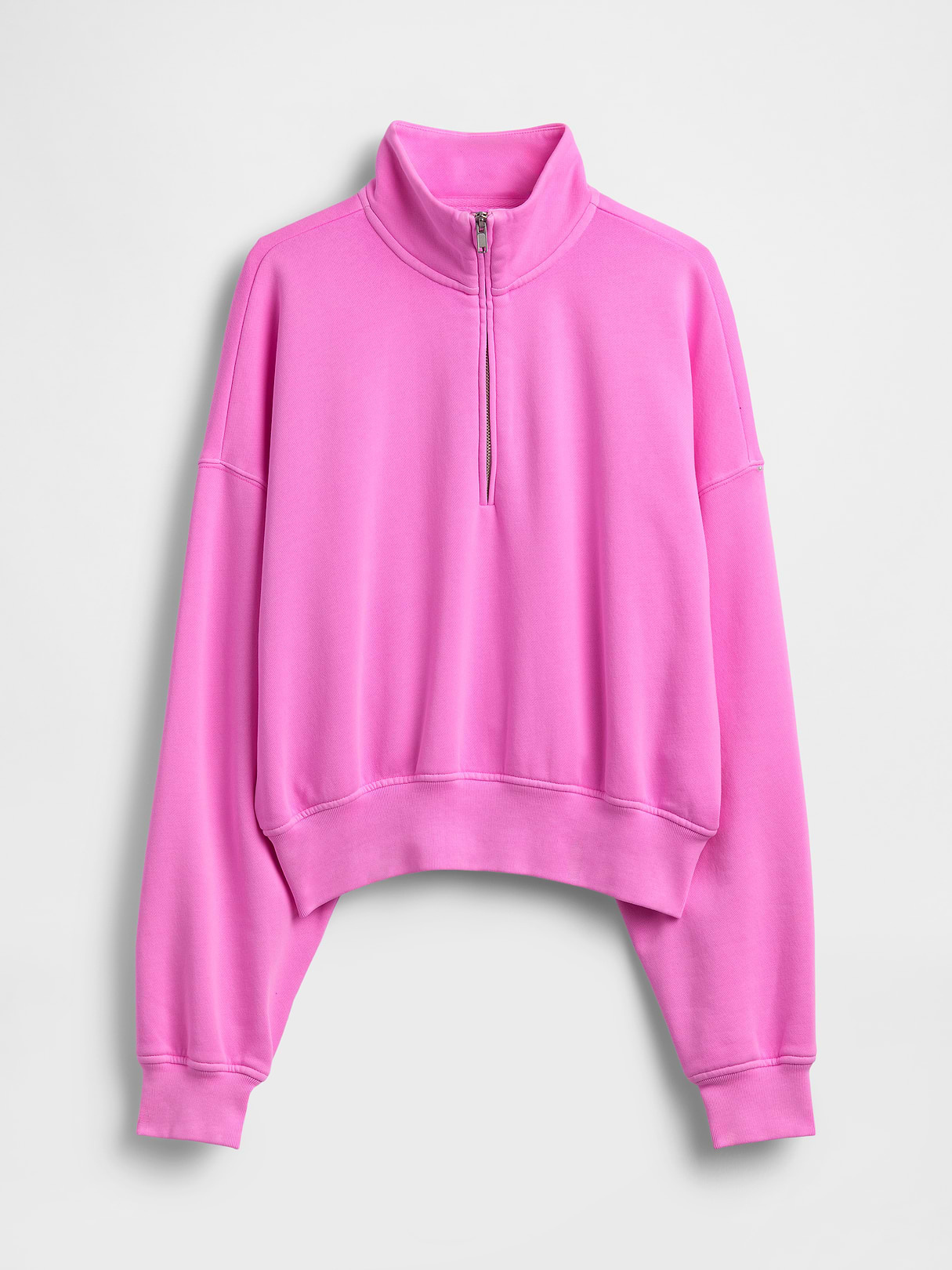 VintageSoft Oversized Half-Zip Wedge Pullover - Sugar plum neon pink