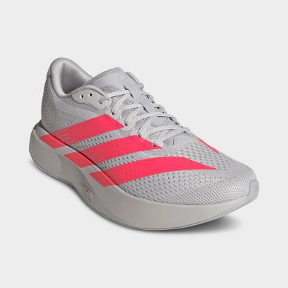 Men's adidas Adizero Pacer Running Shoes - Grey/Lucid Red/Halo Silver - Both shoes facing left