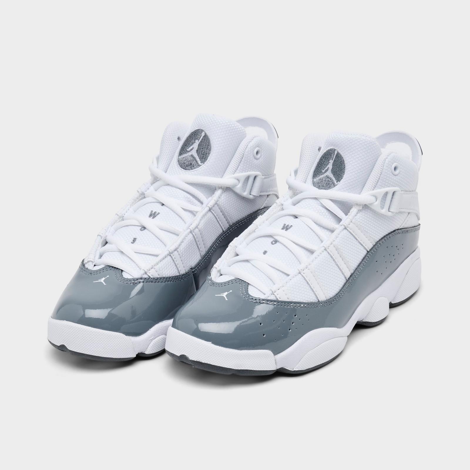 Little Kids' Air Jordan 6 Rings Basketball Shoes - White/Grey - view 2