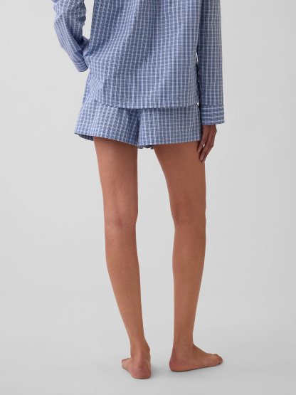 Poplin PJ Boxer Shorts - Blue plaid