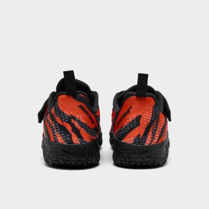 Little Kids' Nithtke Ja 3 Stretch Lace Basketball Shoes - Safety Orange/Black/University Red - Back view