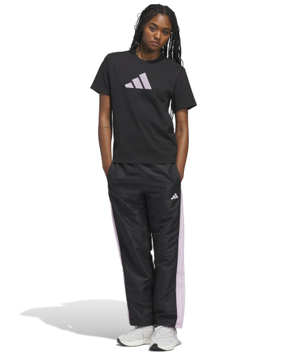 adidas Women's Gingham Big Logo Graphic Crewneck Cotton T-Shirt - Black