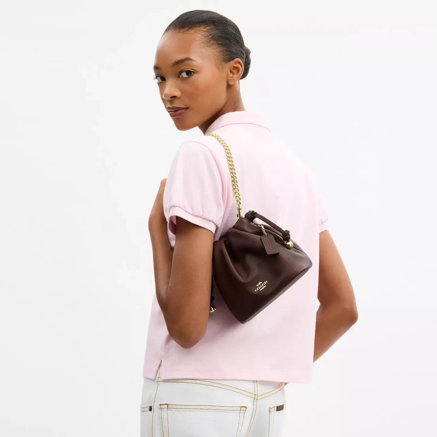 Faye Mini Drawstring Bag - Gold/Maple - view 2