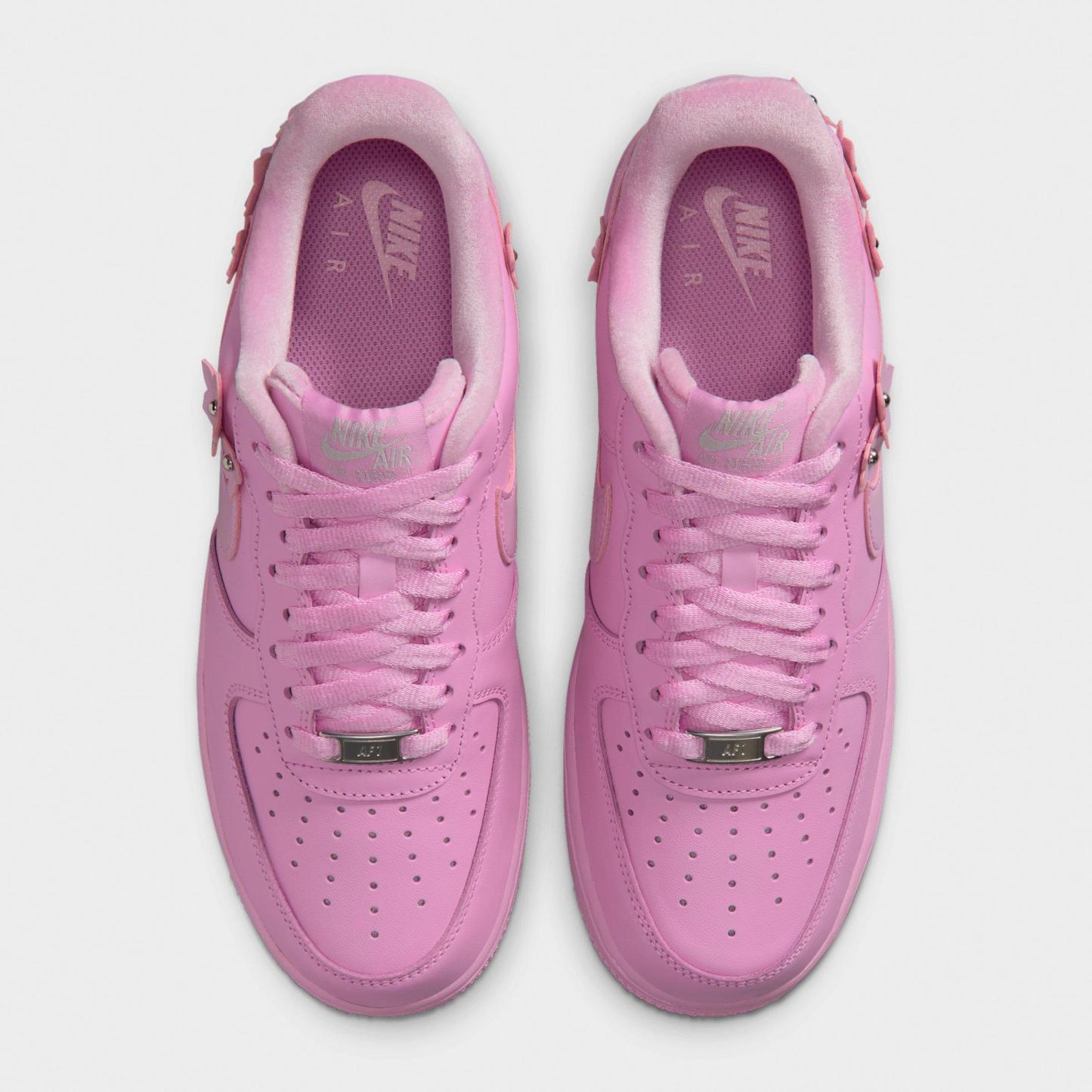 Women's Nithtke Air Force 1 '07 "Florette" Casual Shoes - Pink Rise/Pink Foam/Metallic Silver/Pink Rise - Top view