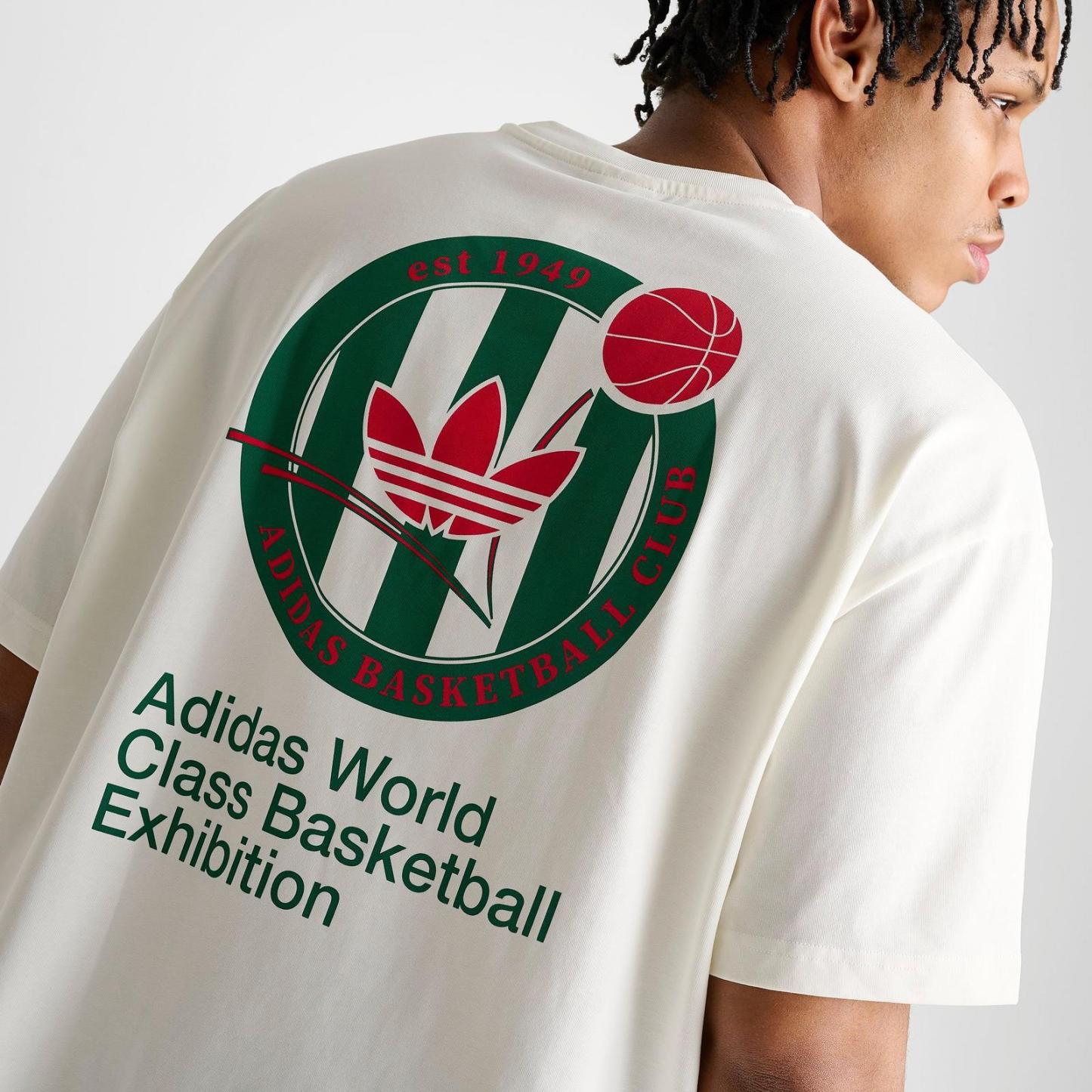 Men's adidas Originals Basketball Crest T-Shirt - White/Off White/Bold Green - view 5