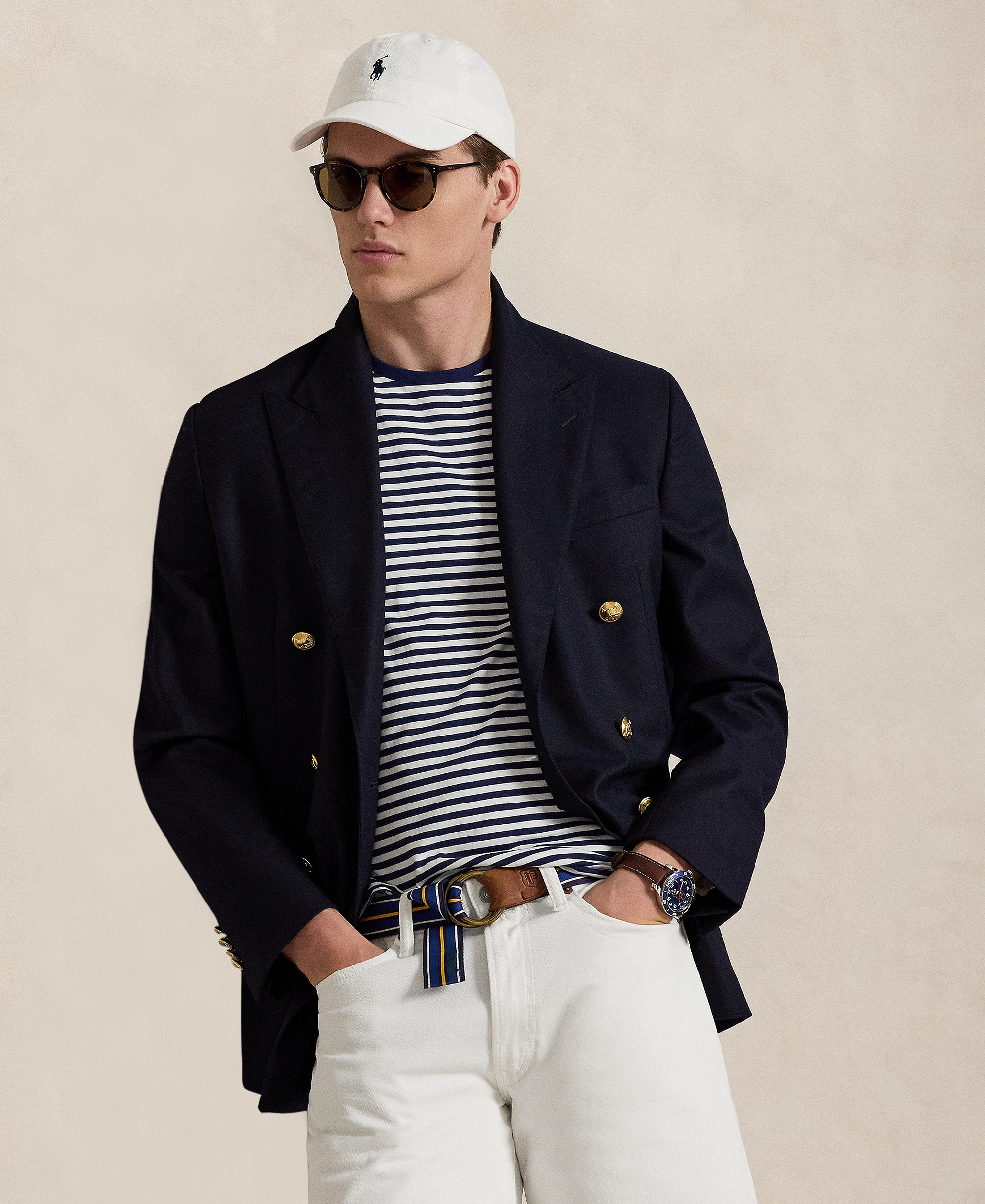 Polo Ralph Lauren Men's Classic-Fit Stripe T-Shirt - Newport Navy/White