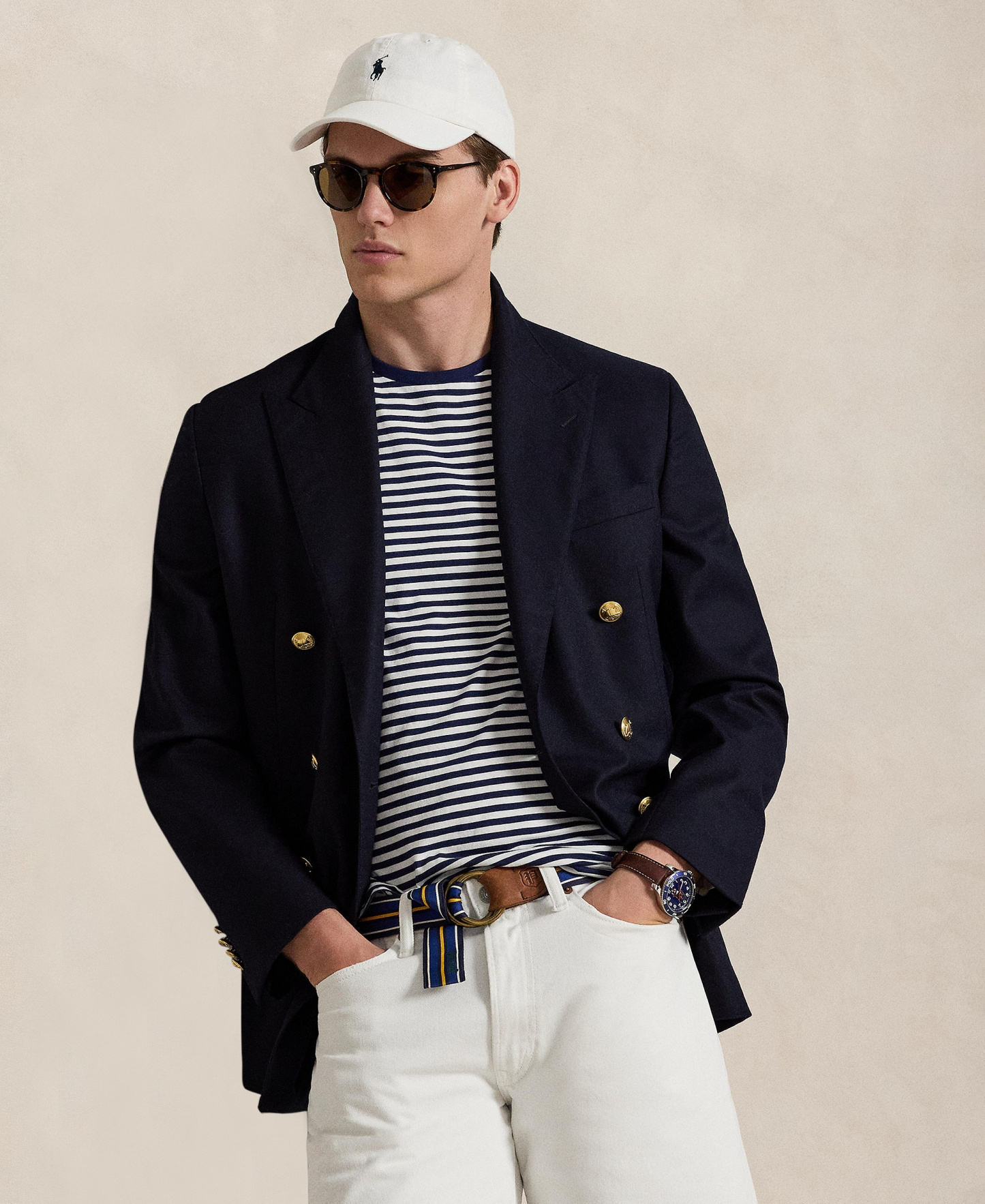 Polo Ralph Lauren Men's Classic-Fit Stripe T-Shirt - Newport Navy/White