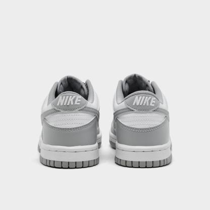 Big Kids' Nike Dunk Low Casual Shoes - White/White/Light Smoke Grey