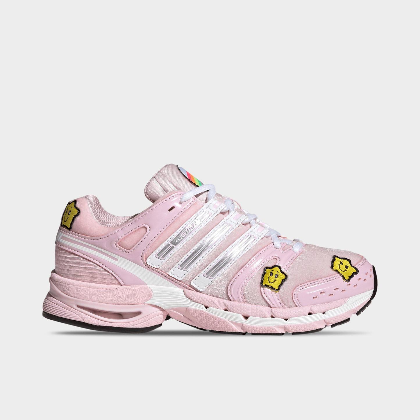 Women's adidas Adistar Control 5 Pony Print Casual Shoes - Part 2 - Clear Pink/Cloud White/Lucid Pink - Left shoe facing left. Outside of the shoe.
