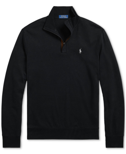Polo Ralph Lauren Men's Luxury Jersey Quarter-Zip Pullover Sweater - Black