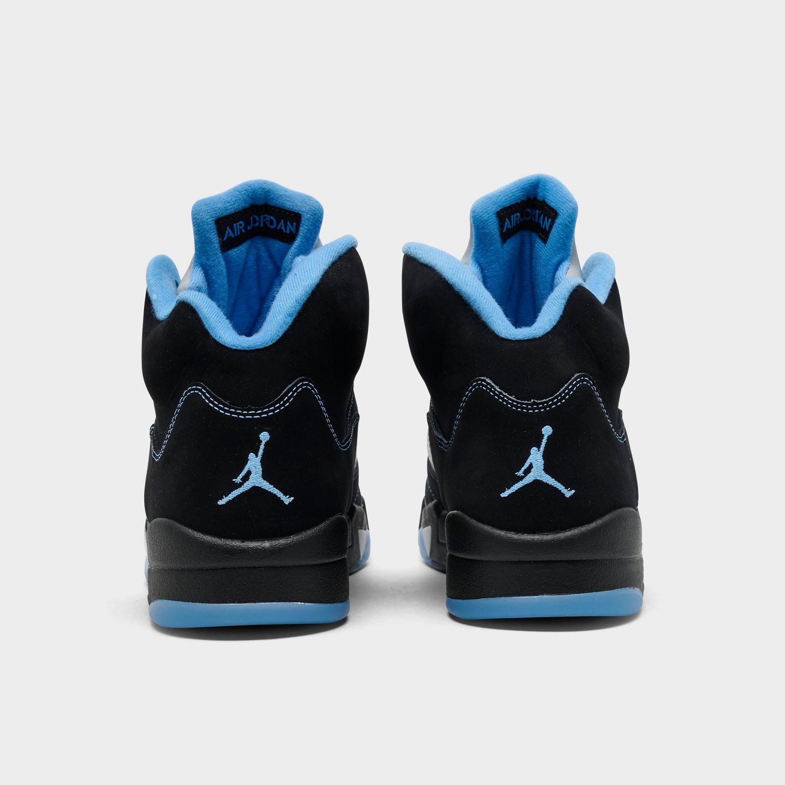 Men's Air Jordan Retro 5 Basketball Shoes - Black/University Blue/White - view 4